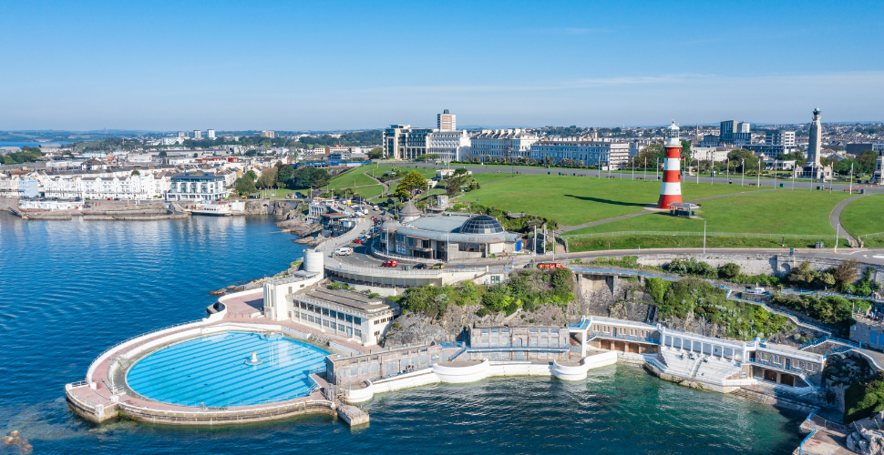 Plymouth Hoe taking from a drone